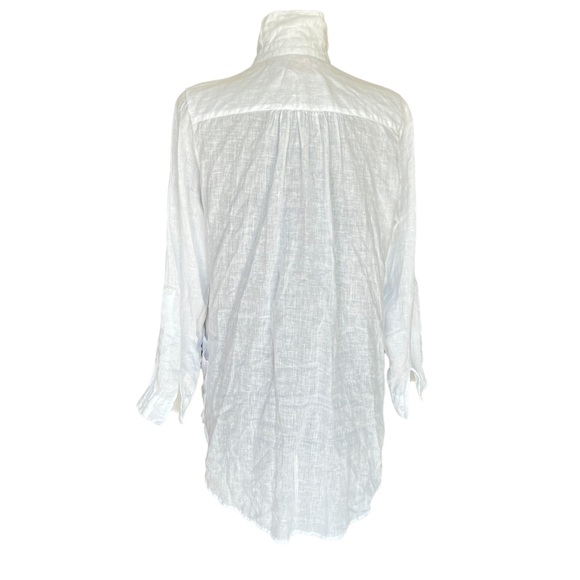 FORCYNTHIA BEACHWEAR LINEN POPOVER TOP POCKETS Excellent Pre-Owned Condition MED - Picture 5 of 8